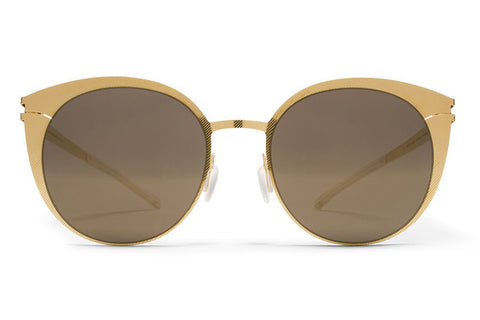 MYKITA Sunglasses | Boldewyn in Gold Hatch with Brilliant Grey Solid Lenses