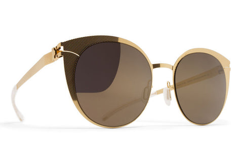 MYKITA Sunglasses | Boldewyn in Gold Hatch with Brilliant Grey Solid Lenses