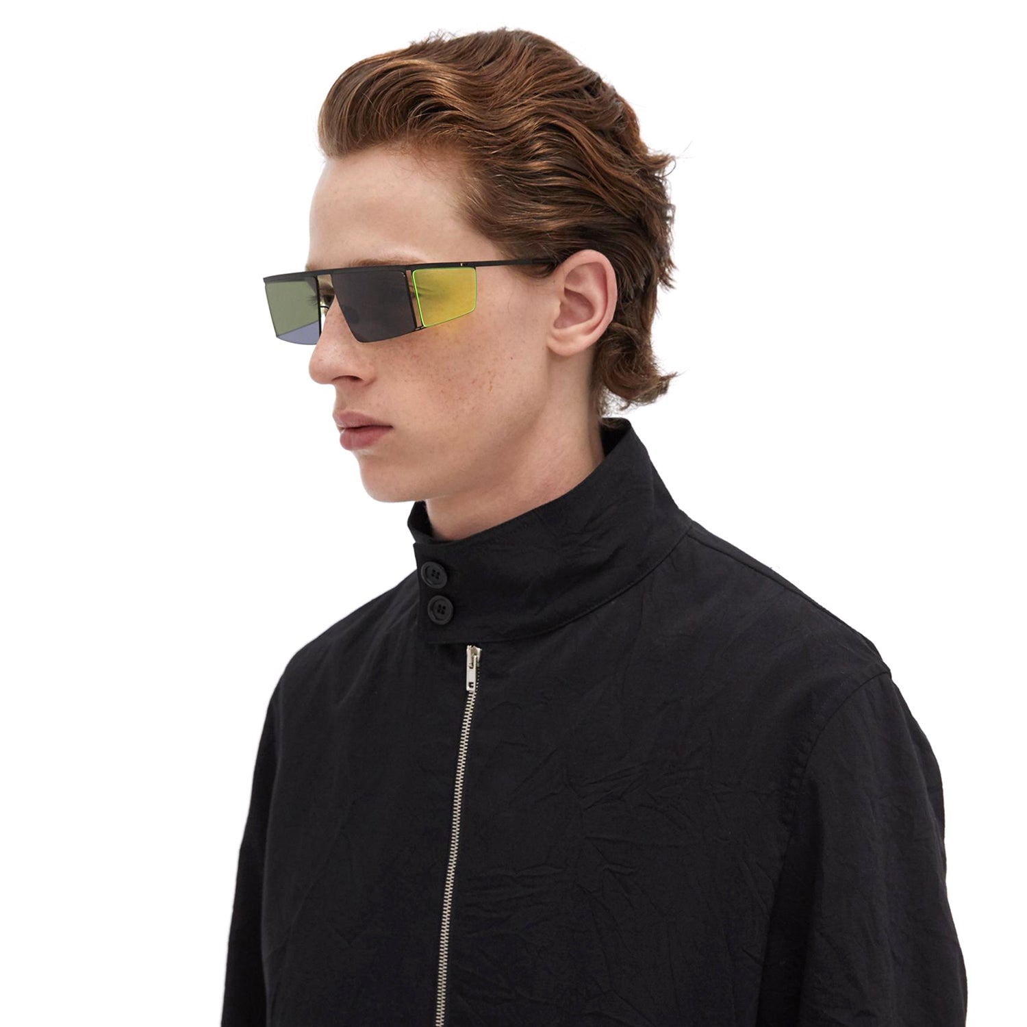 MYKITA x Helmut Lang // HL001 in Black/Fluo Yellow Sides with Dark Grey Solid Lenses