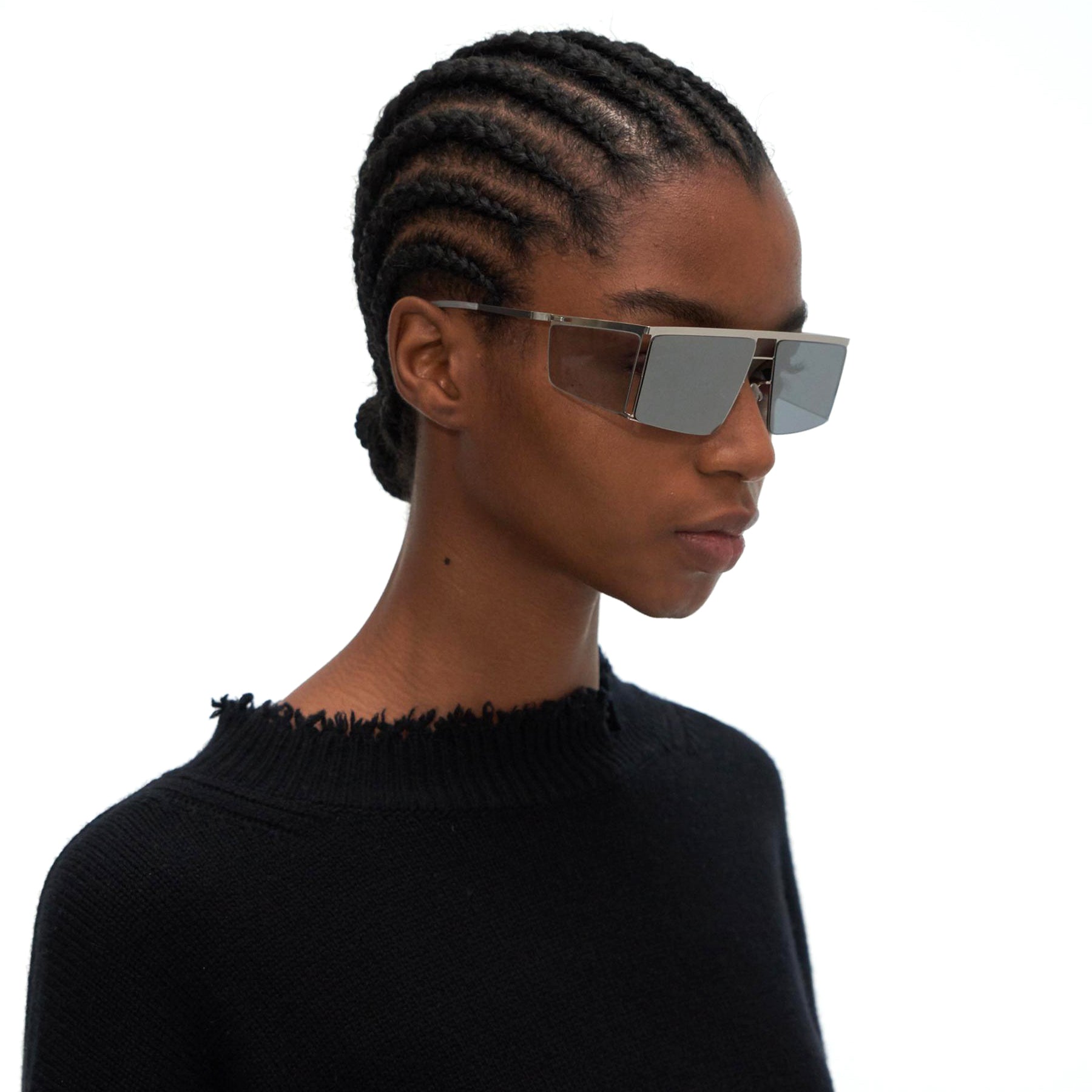 MYKITA x Helmut Lang // HL001 in Shiny Silver/Soft Grey Sides with Silver Flash Lenses