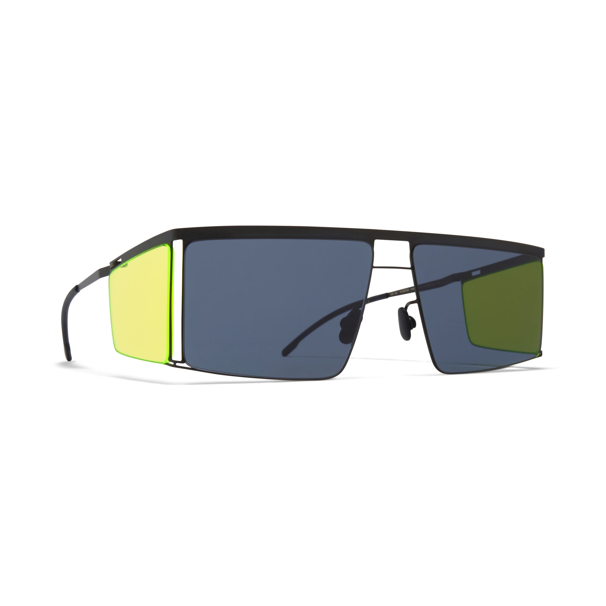 MYKITA x Helmut Lang // HL001 in Black/Fluo Yellow Sides with Dark Grey Solid Lenses