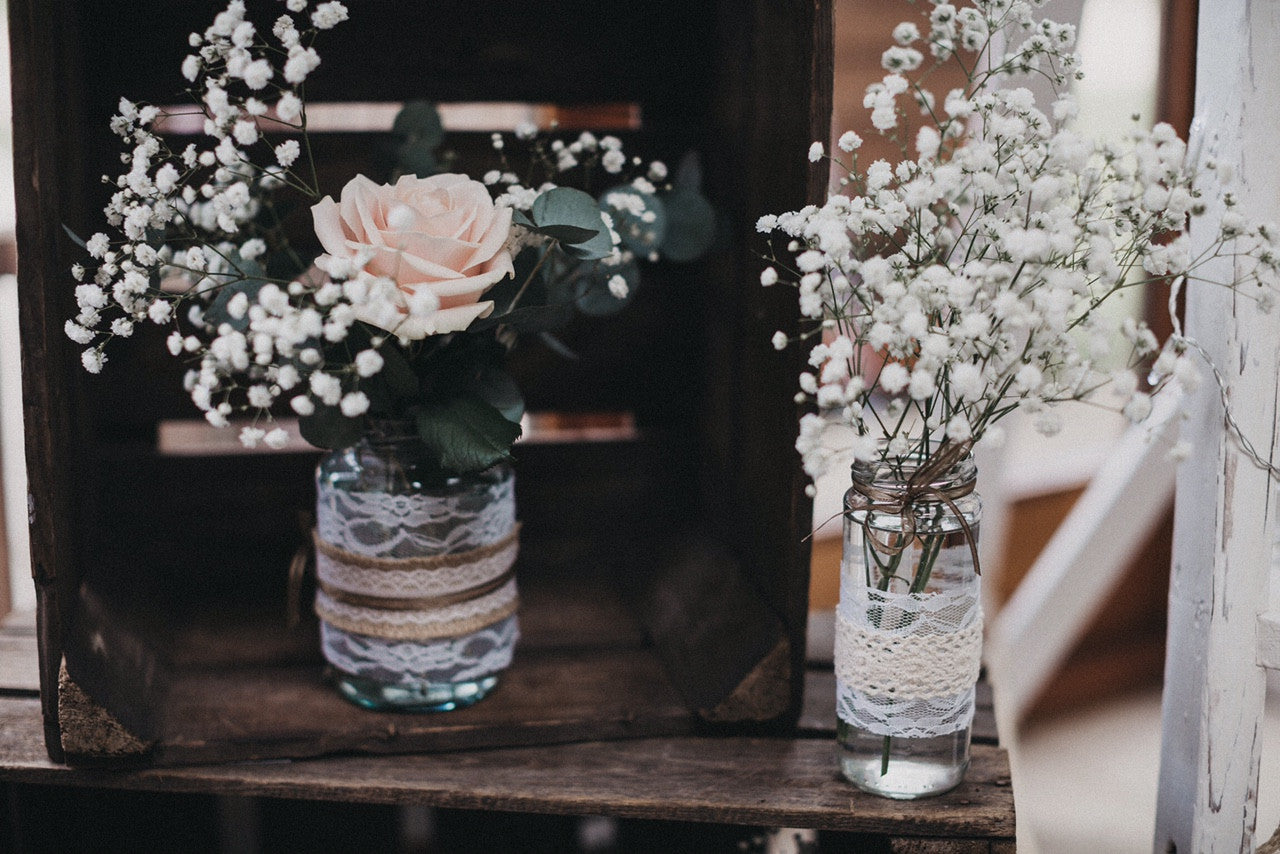 Pink Rose Jam Jars with Crate Background