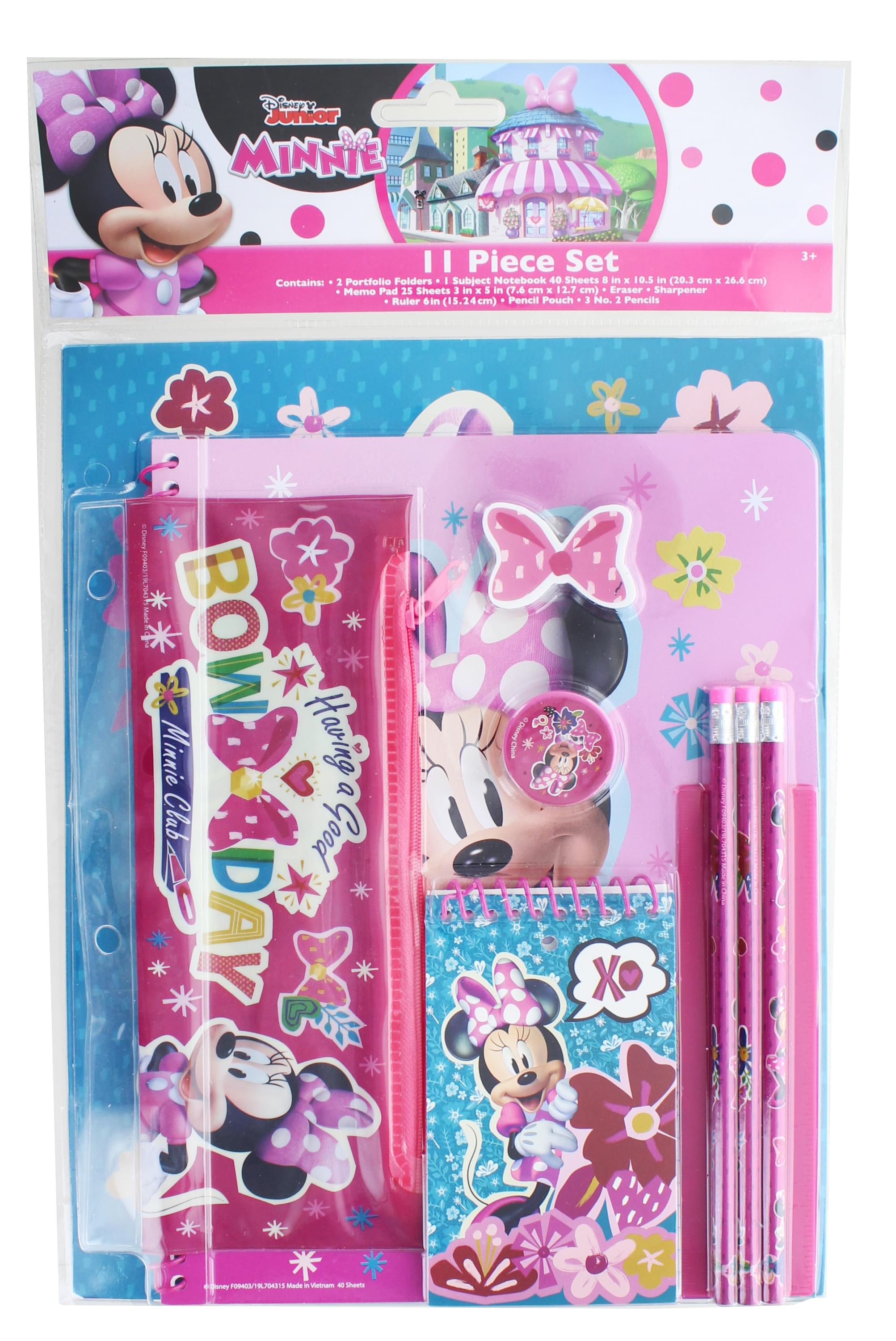 Disney Minnie Mouse Stationery Set 11-Piece Notebook Ruler Pencil Eraser School 