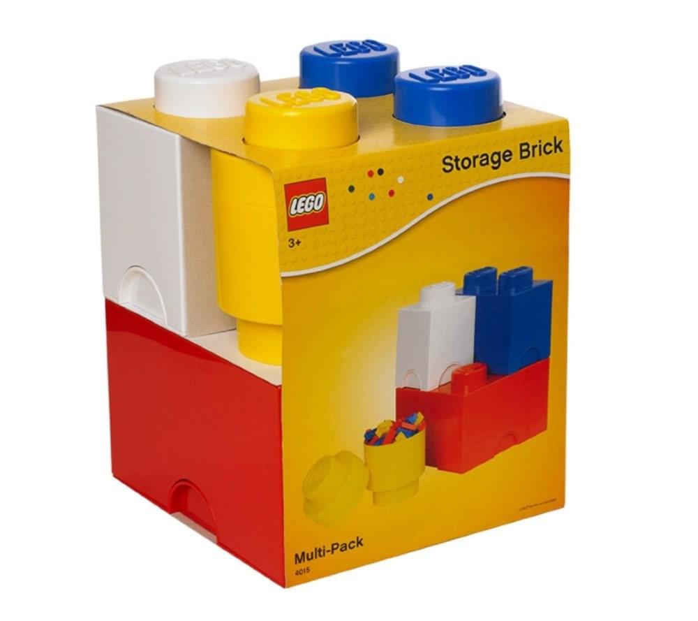 LEGO Storage Brick 4-Piece Set Blue & Yellow Bright Red 