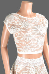 ivory lace crop top