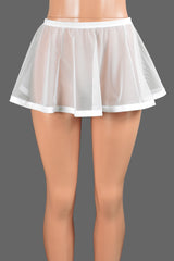 White mesh and elastic flared skirt