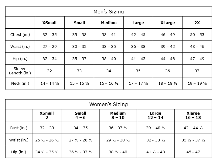 Columbia Size Chart 2017