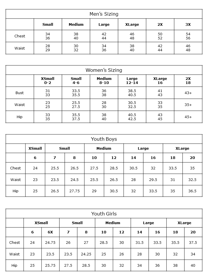 Campus Emporium Under Armour Size Chart