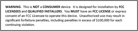 Industrial Signal Booster Notice Label