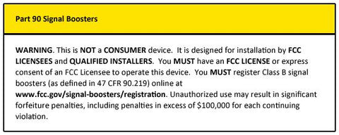 Industrial Part 90 Signal Booster Label 