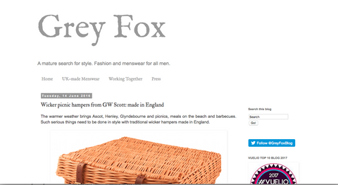 GW Scott picnic baskets on Grey fox blog 