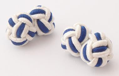 White & Navy Blue Silk Knots