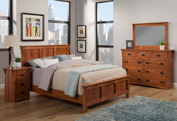 mission oak panel bed bedroom suite - cal king size