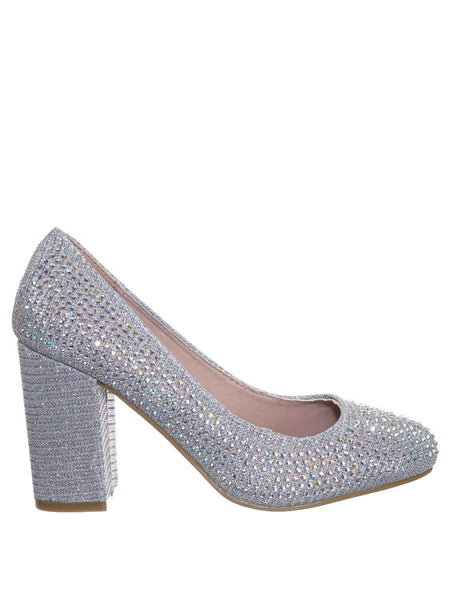 glitter block heel pumps