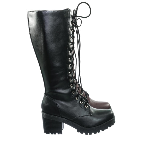 black wedge combat boots