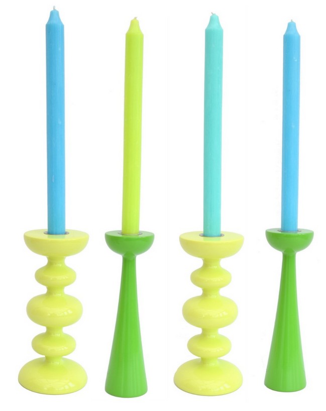 Superliving candle holders in green and blue