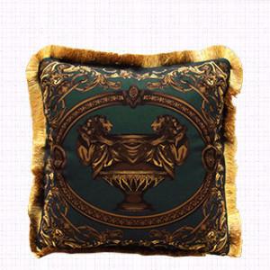 Green Embroidered Floral Pillow 20"X20"