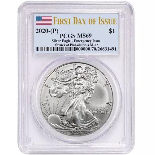 Flag Frame 2020 1oz Silver Eagle PCGS MS69 First Day Issue