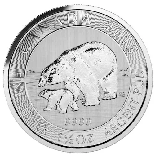 2015 1.5 oz $8 Canadian Silver Polar Bear and Cub Coin (BU)