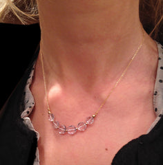 Gatsby pink amethyst necklace worn