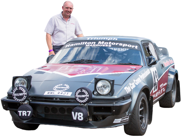 Alastair Flack with his TR7V8 rally car
