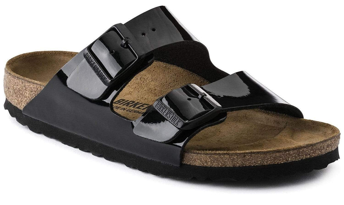black patent birkenstock sandals