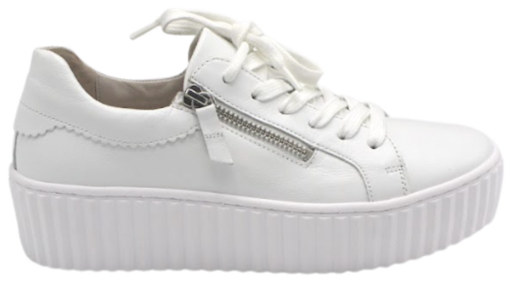 Gabor: Zip Fashion Sneaker in White |