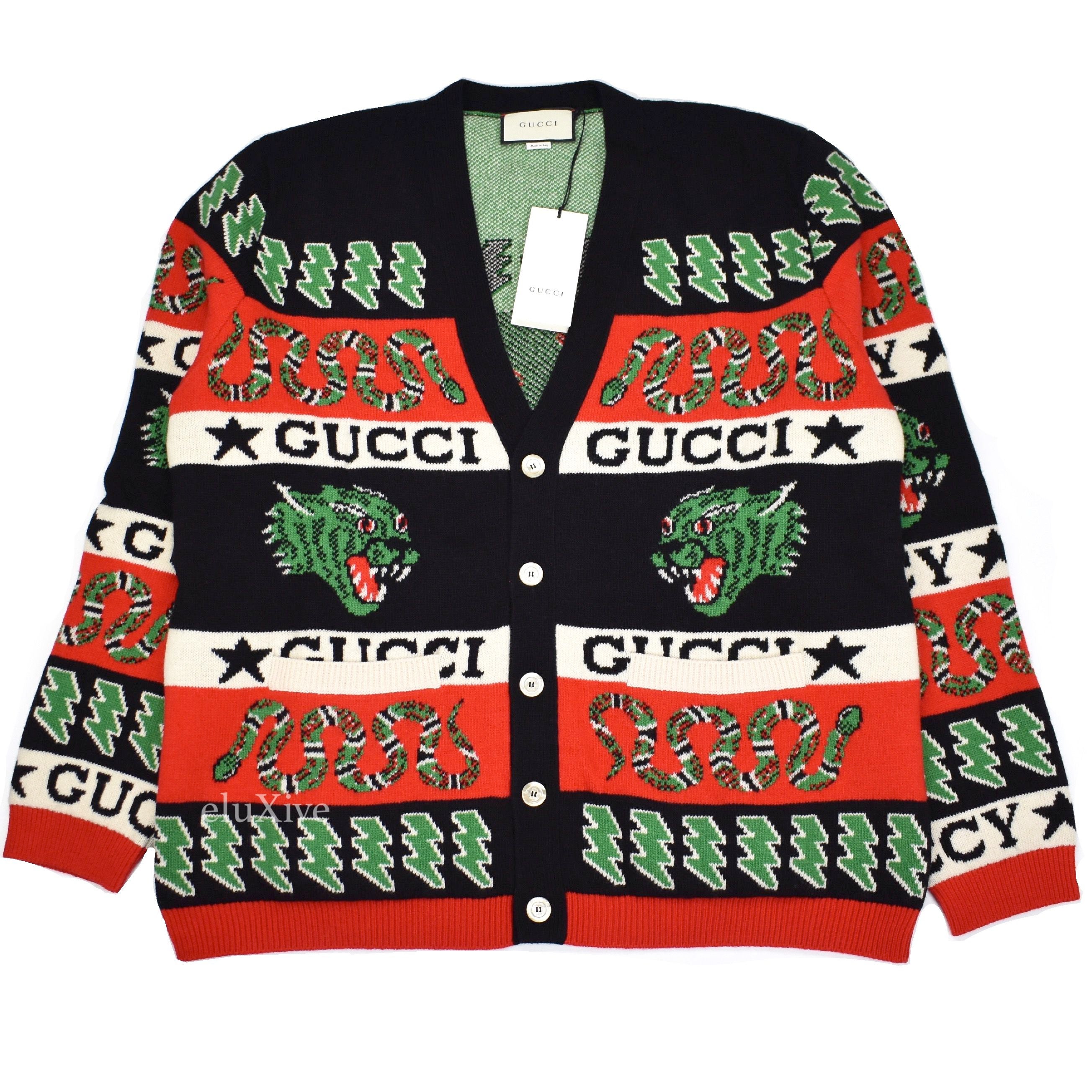 Gucci - Snake & Dragon Logo Knit Cardigan eluXive