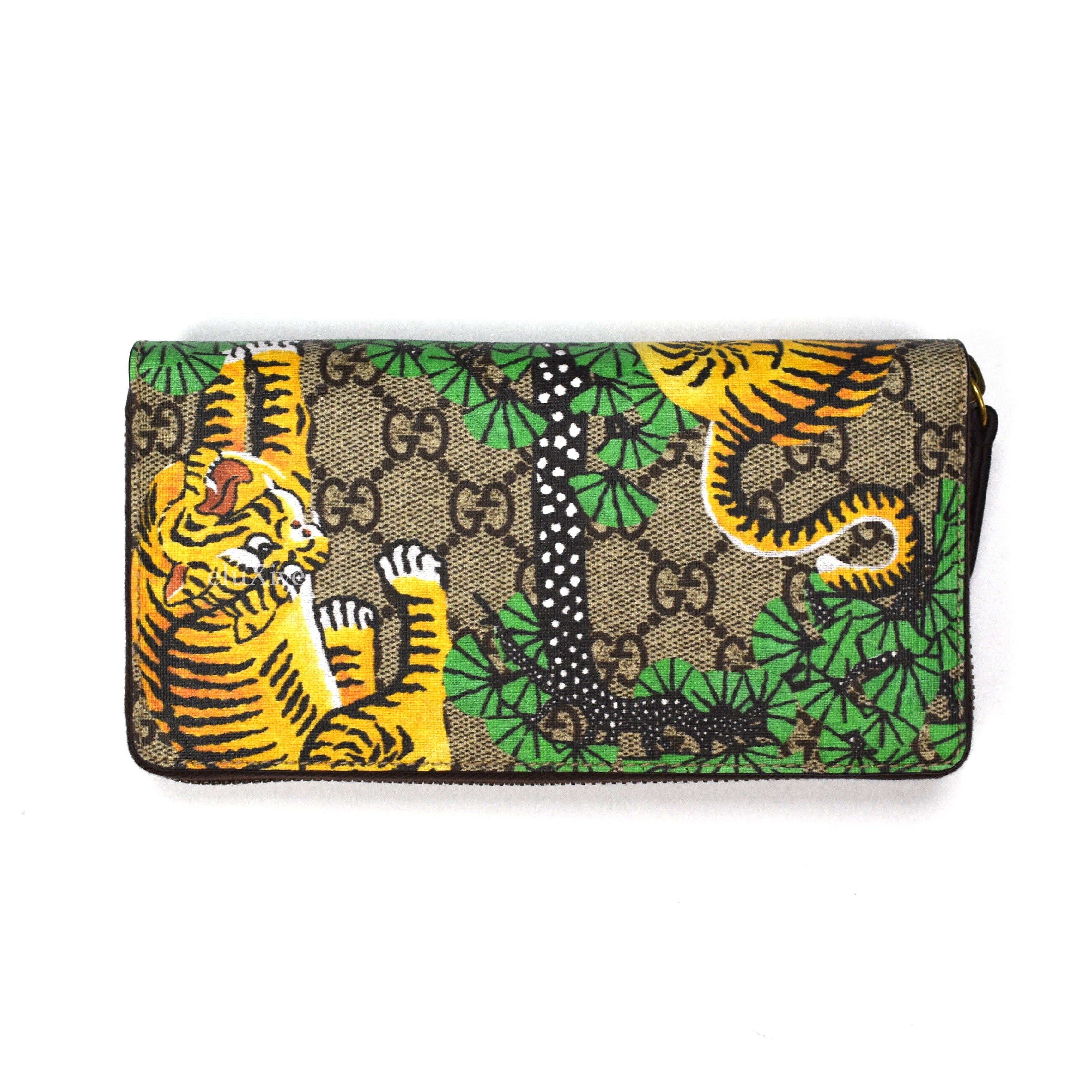 - GG Supreme Logo Tiger Print Canvas Zip Around Wallet – eluXive