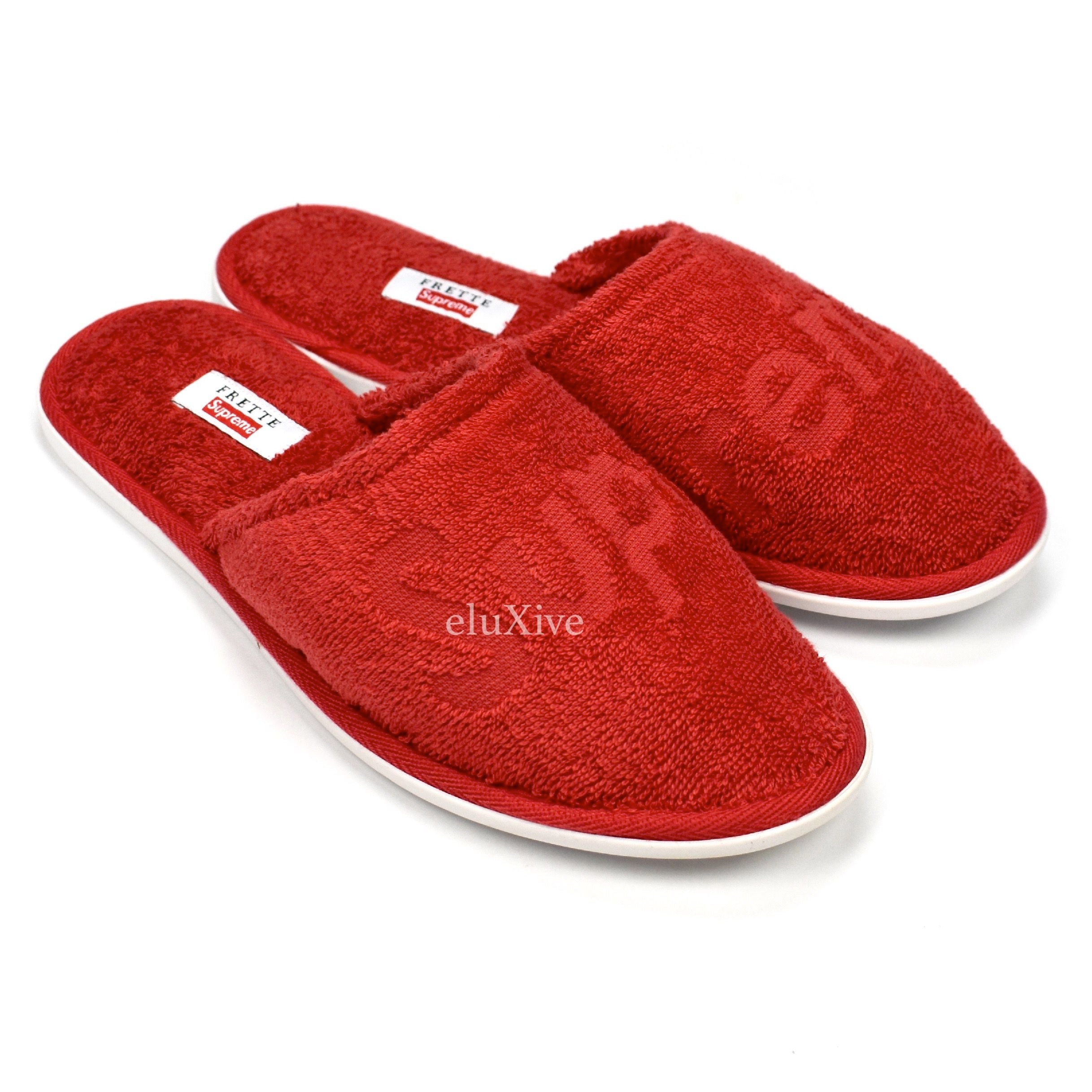 Supreme x Frette - Box Logo Woven Slippers (Red) – eluXive