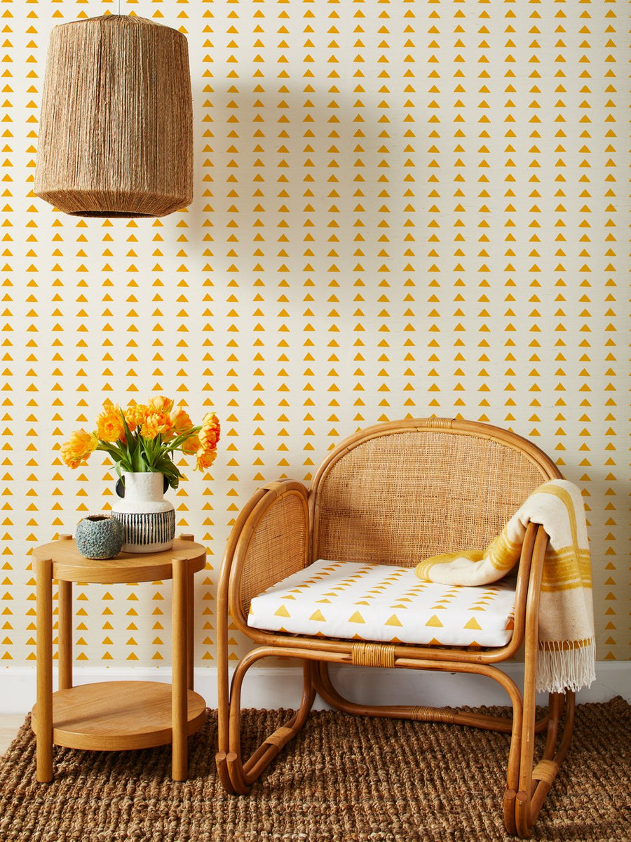 Triangles' Grasscloth' Wallpaper by Nathan Turner - Gold