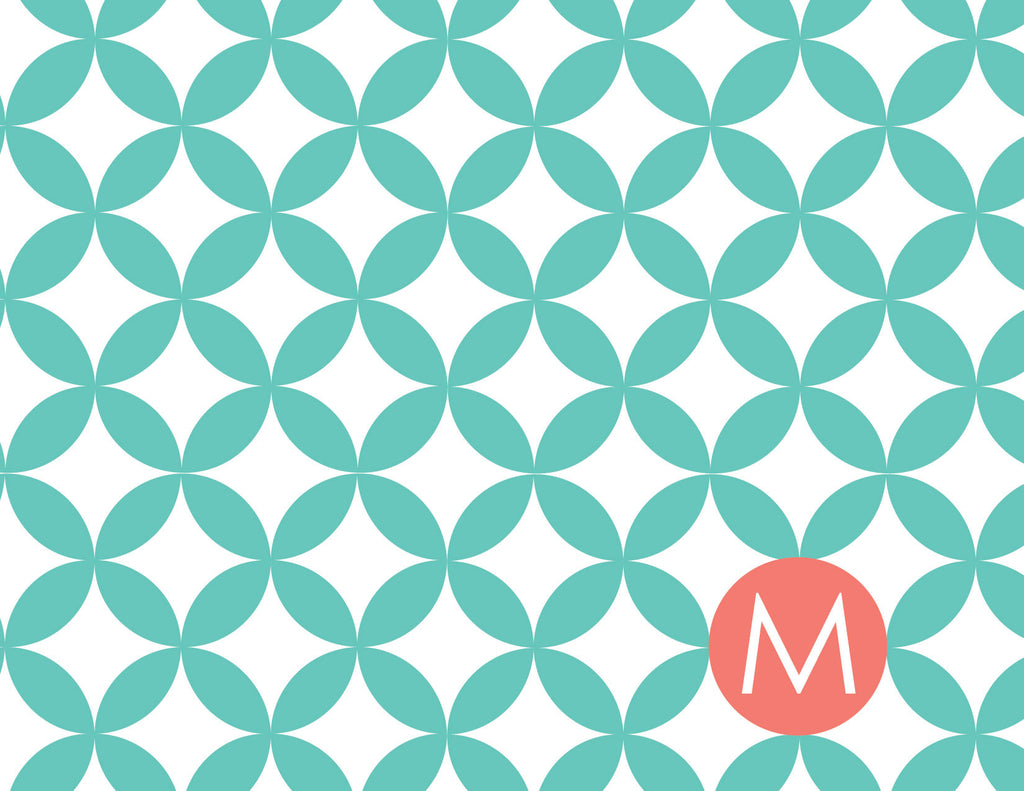 Modern dots with initial folded notecards