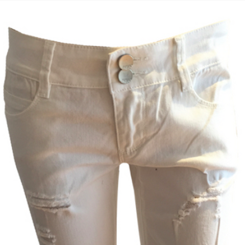 Distressed White Jeans | Fun + Fun (Italy)