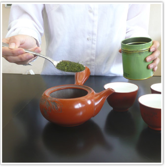 Green tea and japanese tea pot