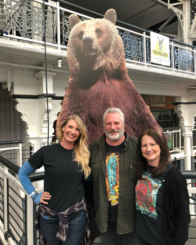 Sue, Megan, Wayne with Bruno the Alaskan Brown Bear.