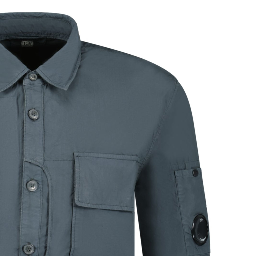CP Company 'Popeline' Cotton Overshirt Dark Grey - solversconference