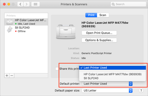 Set a Default Printer on the Mac