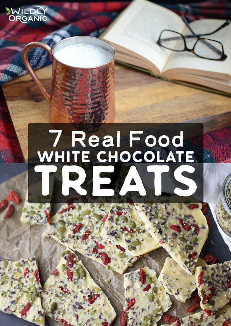 These Real Food White Chocolate Treats prove that white chocolate is no longer just heavily sweetened cubes of melt-able candy found at your local supermarket. Rather than overshadowing its benefits with processed sugar, these nourishing white chocolate recipes allow cacao butter's benefits to shine. So, whether you prefer to drink your white chocolate or serve it for dessert with coffee, you're sure to find healthier white chocolate treat here!