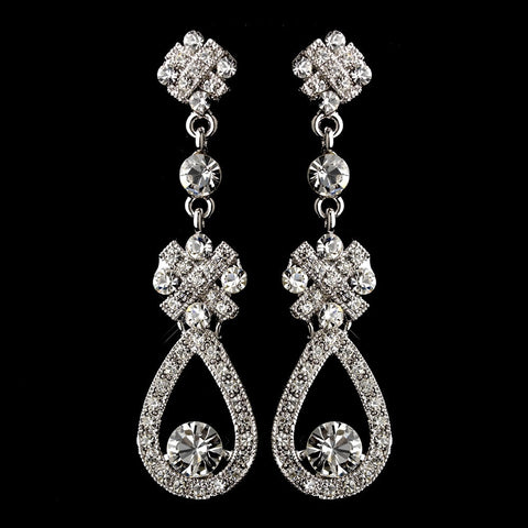 Clear, Dangle, Earrings, Jewelry, Rhinestones, Rhodium