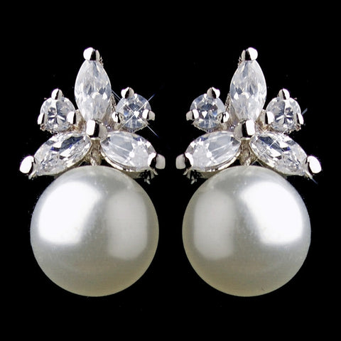Crystals, Cubic Zirconias, Diamond White, Earrings, Faux Pearls, Jewelry, Marquise, Pearls, Rhodium, Stud