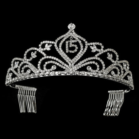 Clear, Headpieces, Rhinestones, Silver, Sweet 15, Tiara