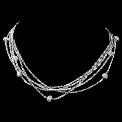Clear, Jewelry, Necklace, Rhodium