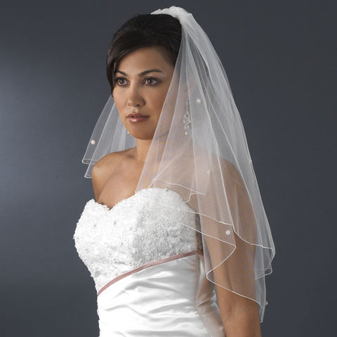 Diamond White, Double, Elbow, Faux Pearls, Fingertip, Ivory, Pearls, Pencil, Rhinestones, Veil, White