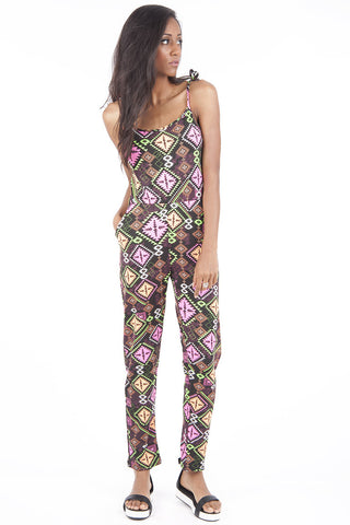 Aztec Print Neon Jumpsuit ML