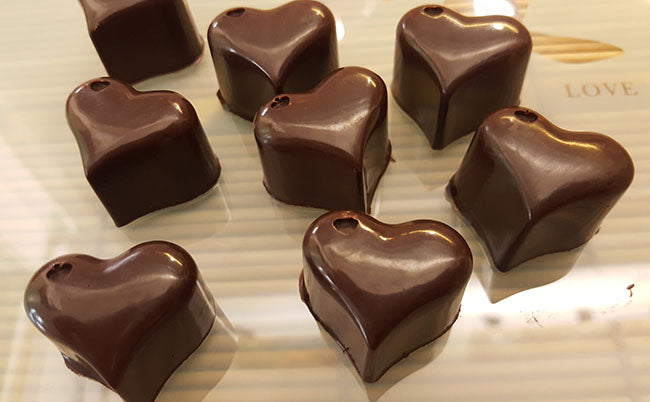 raw chocolate hearts