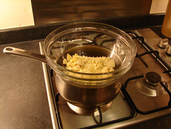 melting raw cacao butter