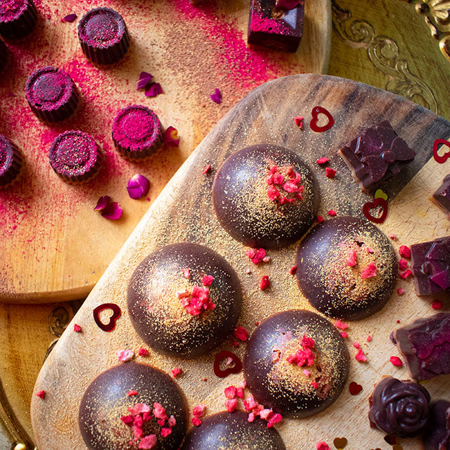 valentines raspberry lucuma raw chocolates