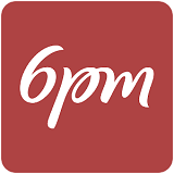 6pm Department Store Logo white cursive letters spelling store name on red rectangular background