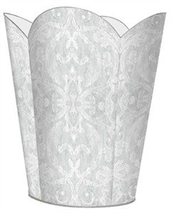 Antique Silver Damask Wastebasket - GDH | The decorators department Store