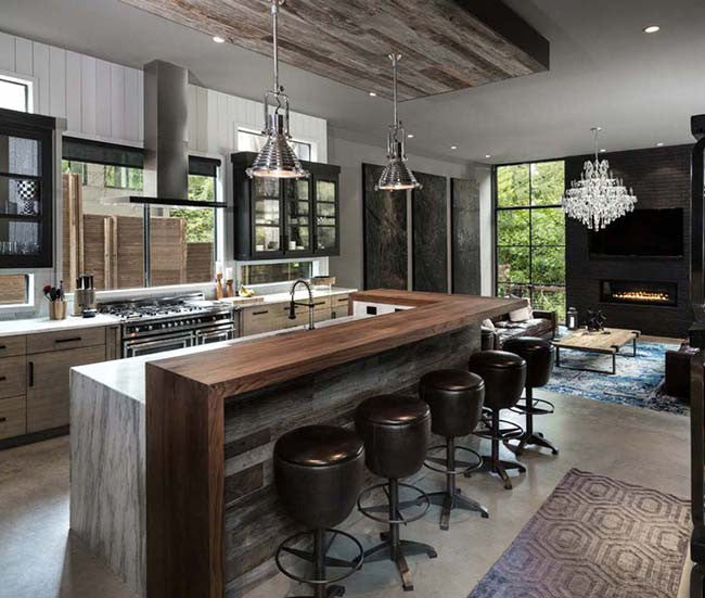 Interiors with black, gray and brown color theme